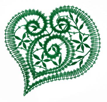 Preview: 266 Klöppelbrief Herz „Immergrün“